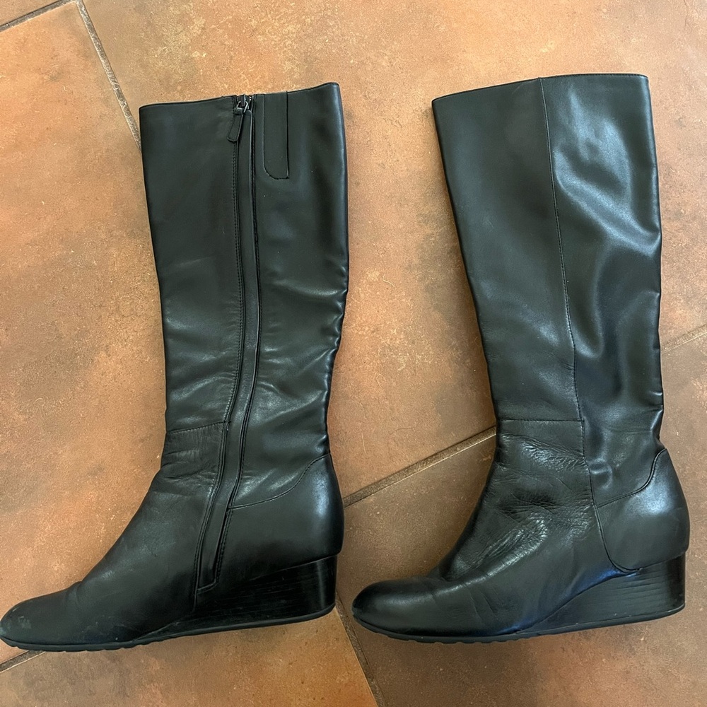 Cole Haan Grand Tali Luxe low wedge knee high boot 6.5